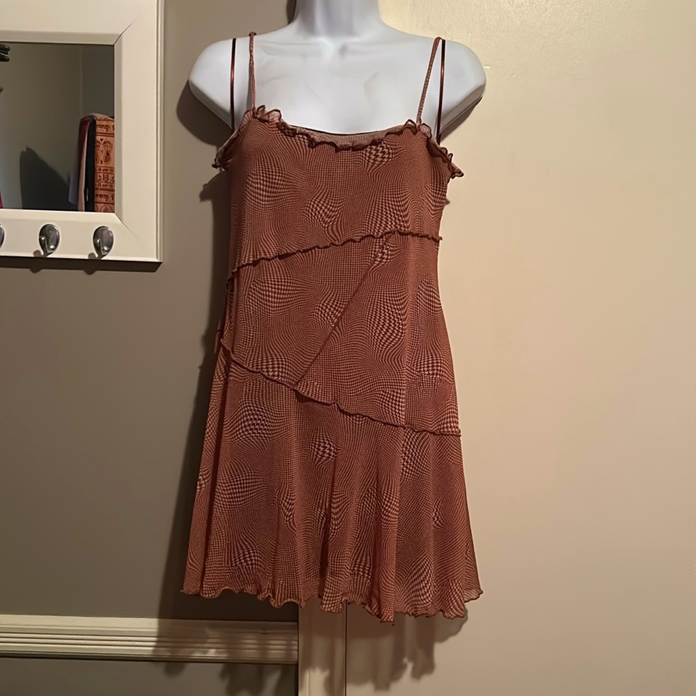 Women’s Urban Outfitters Brown Slip On Ruffle Dress Size Small